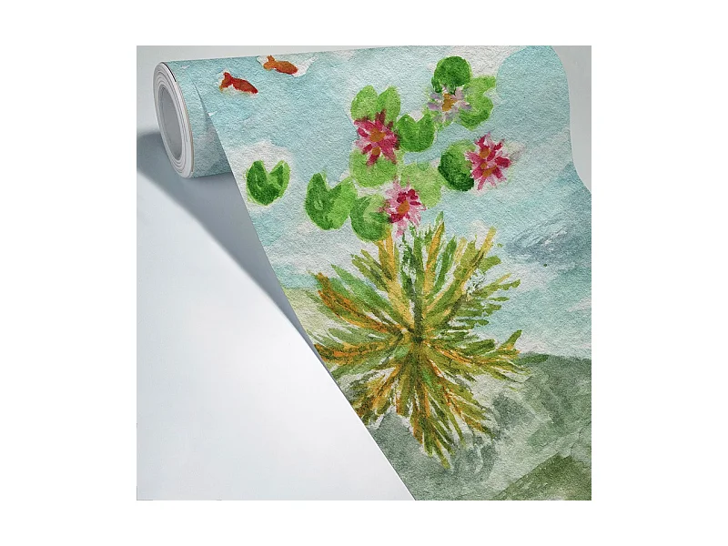 Papier peint panoramique - Rivière - Aquarelle - intissé : 150g/m² - 7 lés : 336x270cm