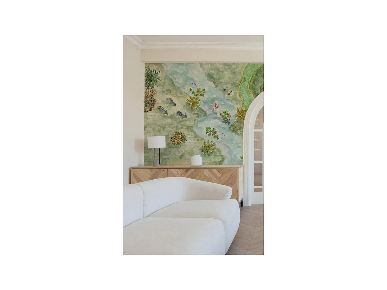 Papier peint panoramique - Rivière - Aquarelle - intissé : 150g/m² - 7 lés : 336x270cm