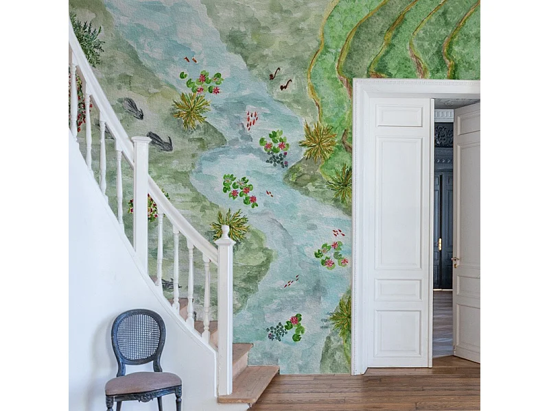 Papier peint panoramique - Rivière - Aquarelle - intissé : 150g/m² - 7 lés : 336x270cm