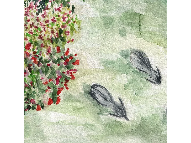 Papier peint panoramique - Rivière - Aquarelle - intissé : 150g/m² - 7 lés : 336x270cm