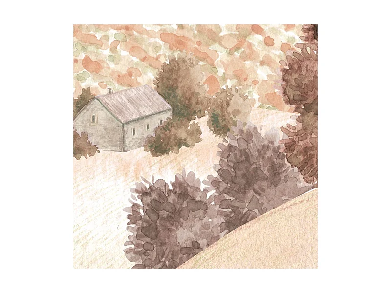 Papier peint panoramique - Campagne - Rouge - intissé : 150g/m² - 7 lés : 336x270cm