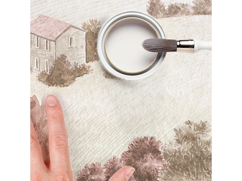 Papier peint panoramique - Campagne - Rouge - intissé : 150g/m² - 7 lés : 336x270cm