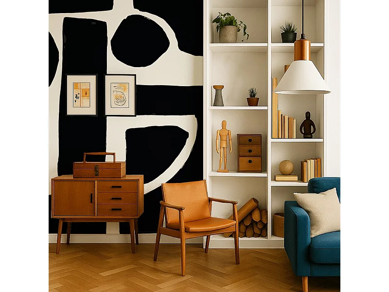 Papier peint panoramique - Elémentaire - Noir - intissé : 150g/m² - 5 lés : 240x270cm