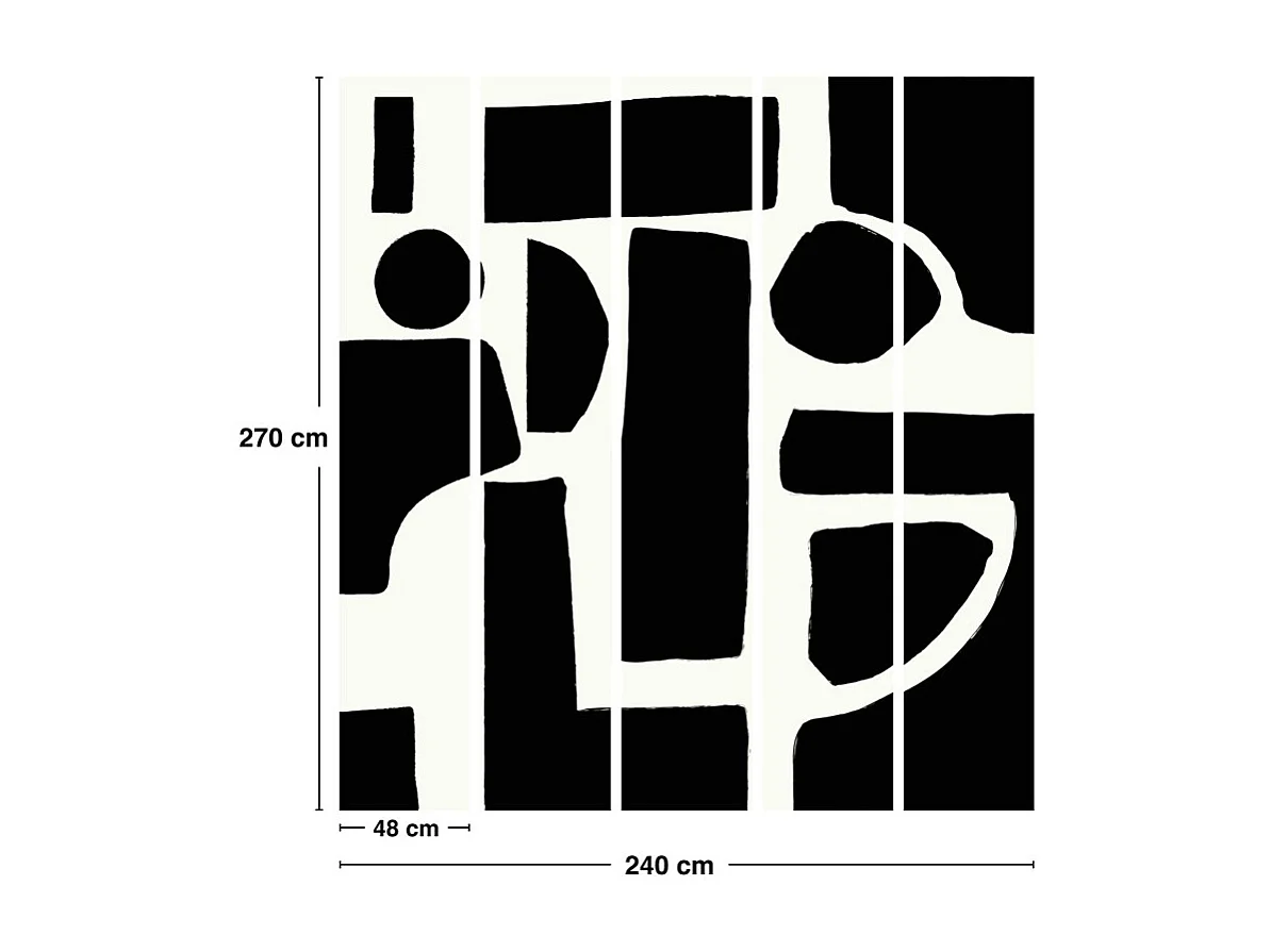 Papier peint panoramique - Elémentaire - Noir - intissé : 150g/m² - 5 lés : 240x270cm