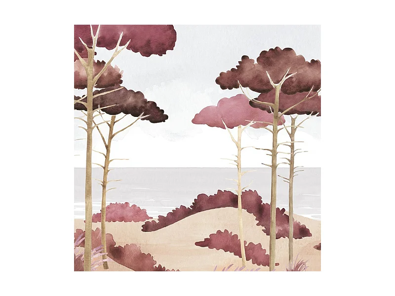 Papier peint panoramique - Les Landes - Rouge - intissé : 150g/m² - 7 lés : 336x270cm