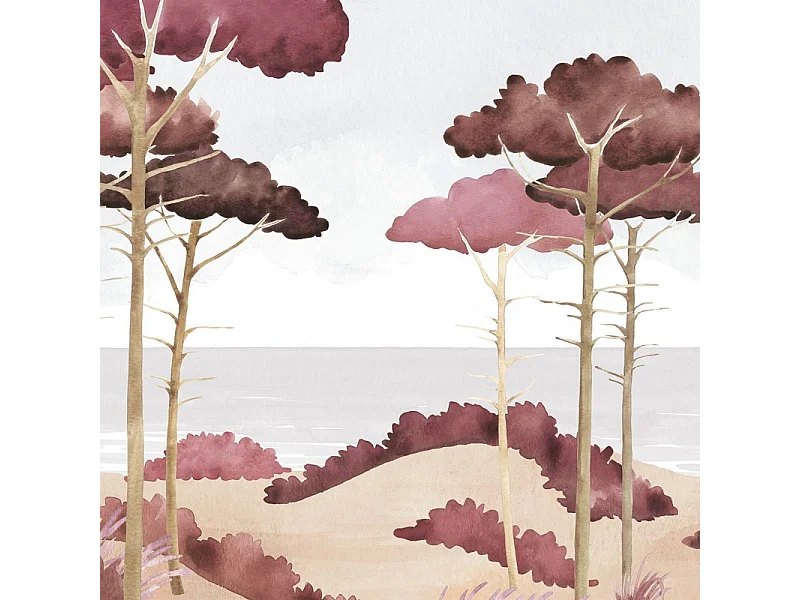 Papier peint panoramique - Les Landes - Rouge - intissé : 150g/m² - 7 lés : 336x270cm