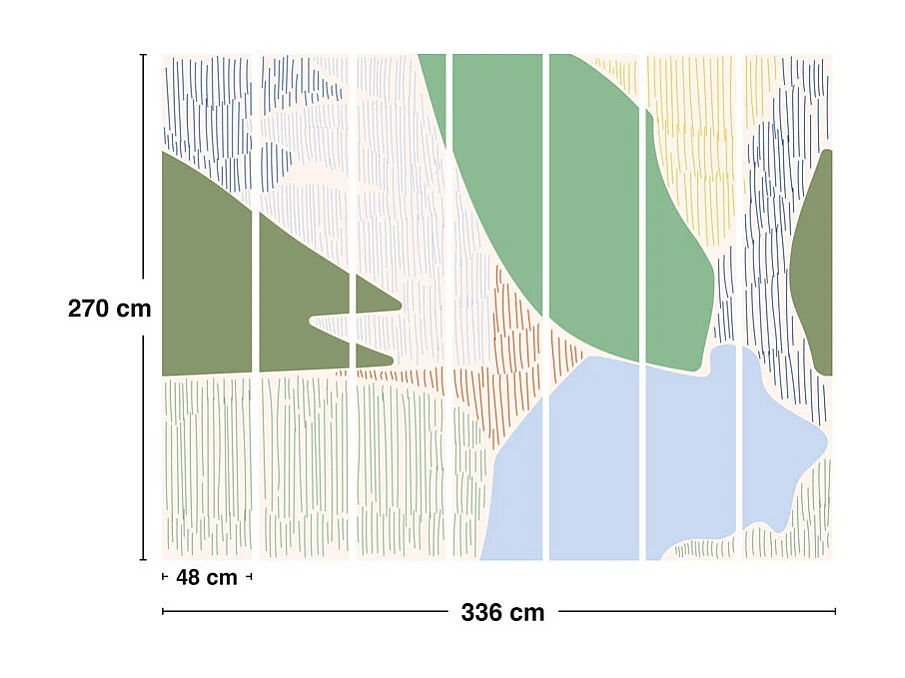 Papier peint panoramique - Jardin Diffus - Vert - intissé : 150g/m² - 7 lés : 336x270cm