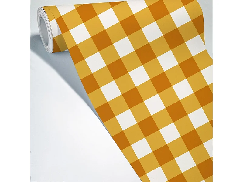 Papier peint raccordable - Vichy - Orange - intissé : 150g/m² - 4 lés : 192x270cm