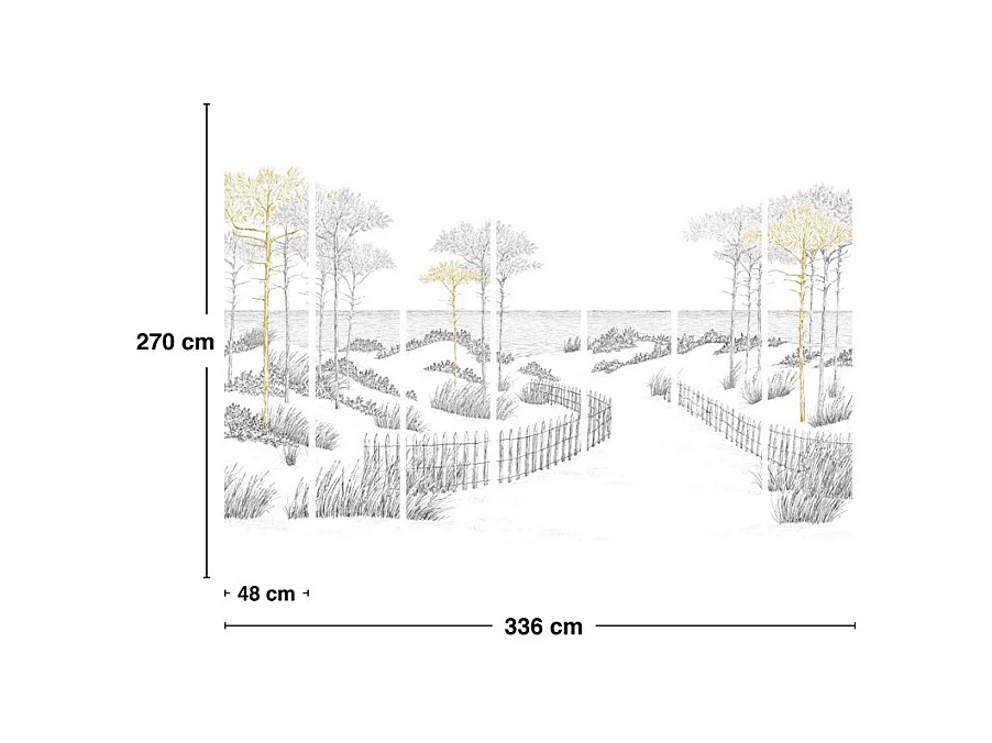 Papier peint panoramique - Les Landes - Multicolore - intissé : 150g/m² - 7 lés : 336x270cm