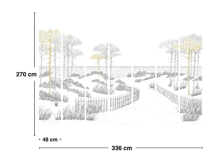 Papier peint panoramique - Les Landes - Multicolore - intissé : 150g/m² - 7 lés : 336x270cm