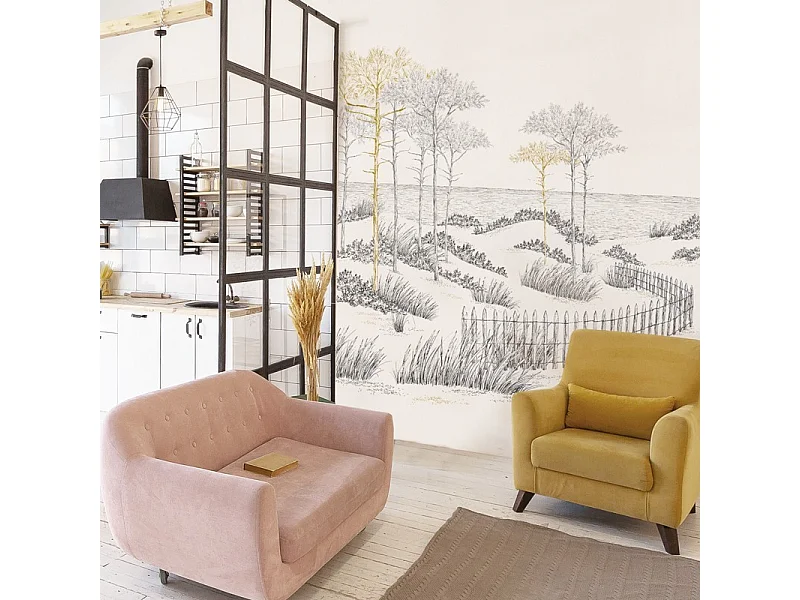 Papier peint panoramique - Les Landes - Multicolore - intissé : 150g/m² - 7 lés : 336x270cm