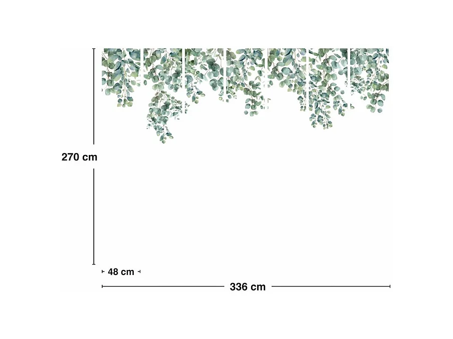 Papier peint panoramique - Eucalyptus in rain - Multicolore - intissé : 150g/m² - 7 lés : 336x270cm