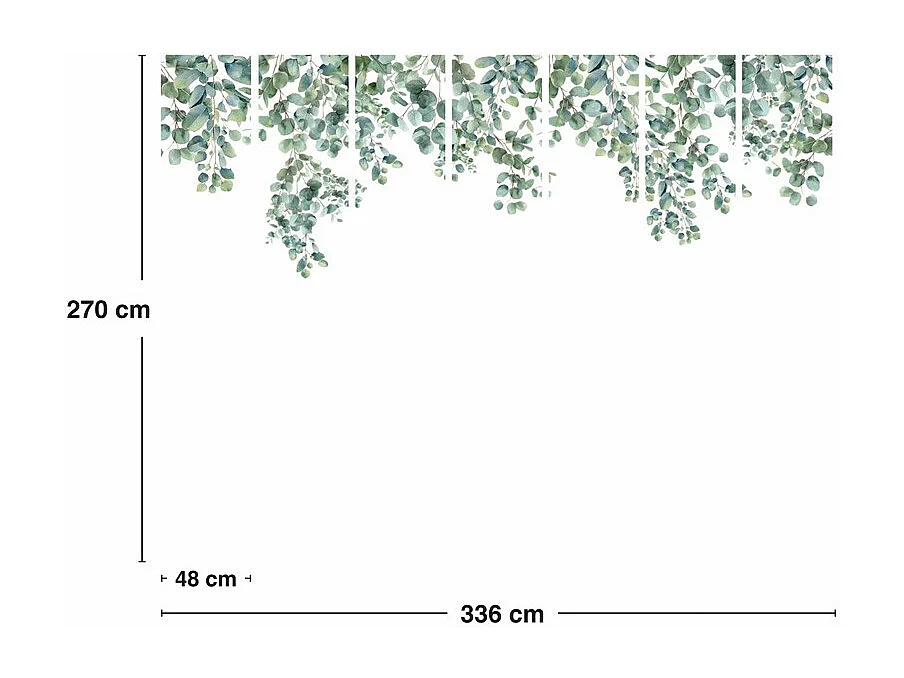 Papier peint panoramique - Eucalyptus in rain - Multicolore - intissé : 150g/m² - 7 lés : 336x270cm
