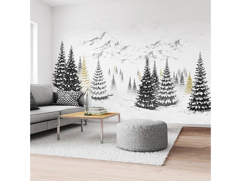 Papier peint panoramique - Montagne - Jaune - intissé : 150g/m² - 9 lés : 432x270cm