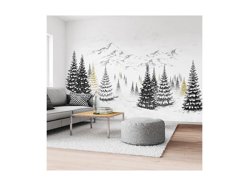 Papier peint panoramique - Montagne - Jaune - intissé : 150g/m² - 9 lés : 432x270cm