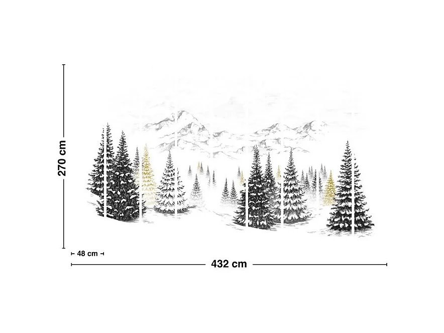 Papier peint panoramique - Montagne - Jaune - intissé : 150g/m² - 9 lés : 432x270cm