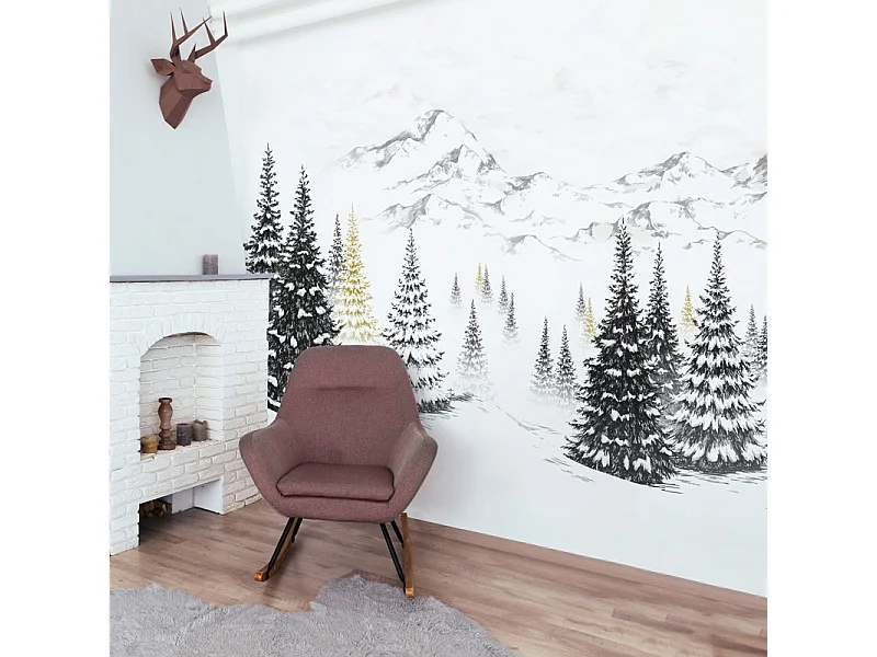 Papier peint panoramique - Montagne - Jaune - intissé : 150g/m² - 9 lés : 432x270cm