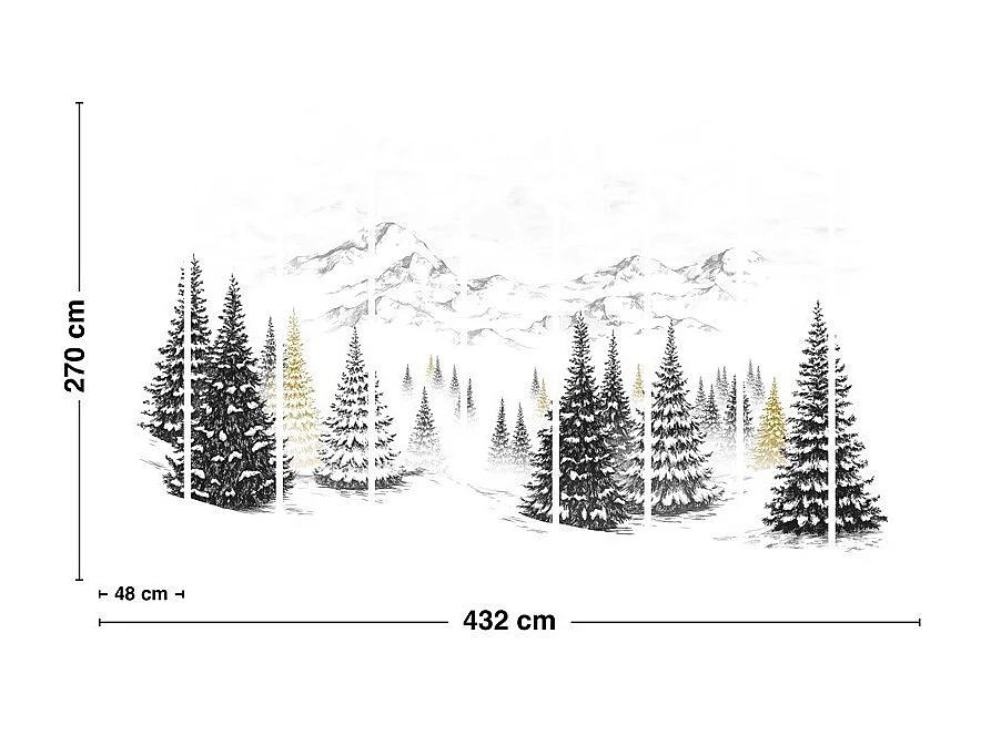 Papier peint panoramique - Montagne - Jaune - intissé : 150g/m² - 9 lés : 432x270cm