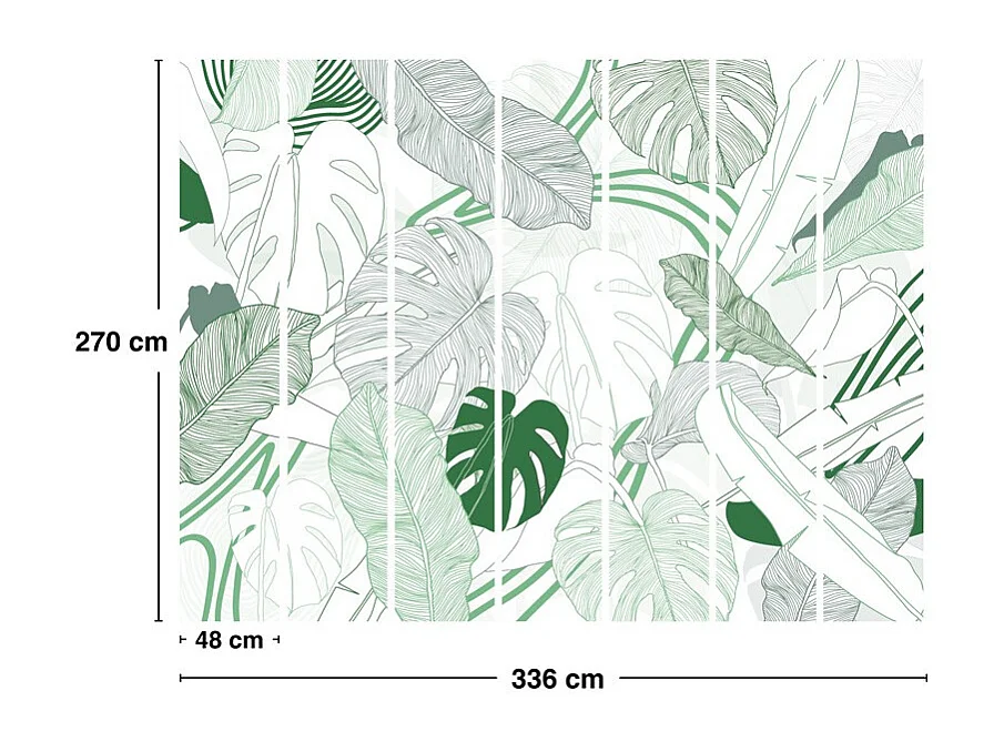 Papier peint panoramique - Bornéo - Multicolore - intissé : 150g/m² - 7 lés : 336x270cm