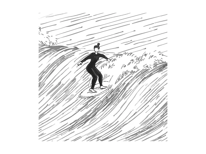 Papier peint panoramique - Vagues - Noir - intissé : 150g/m² - 7 lés : 336x270cm