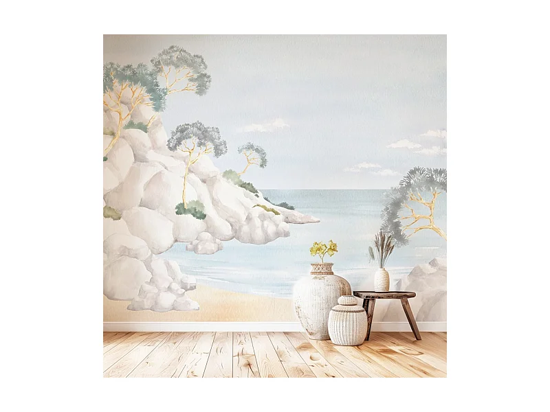 Papier peint panoramique - Calanques - Multicolore - intissé : 150g/m² - 7 lés : 336x270cm