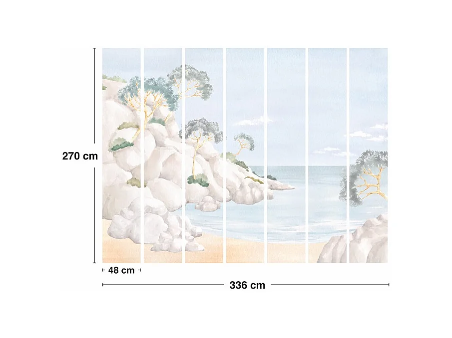 Papier peint panoramique - Calanques - Multicolore - intissé : 150g/m² - 7 lés : 336x270cm