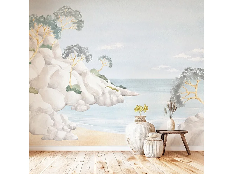 Papier peint panoramique - Calanques - Multicolore - intissé : 150g/m² - 7 lés : 336x270cm