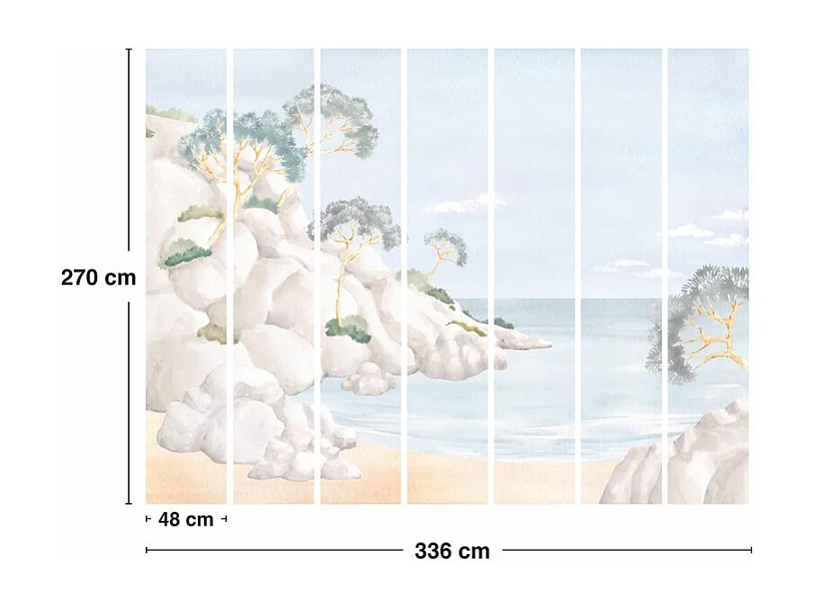 Papier peint panoramique - Calanques - Multicolore - intissé : 150g/m² - 7 lés : 336x270cm
