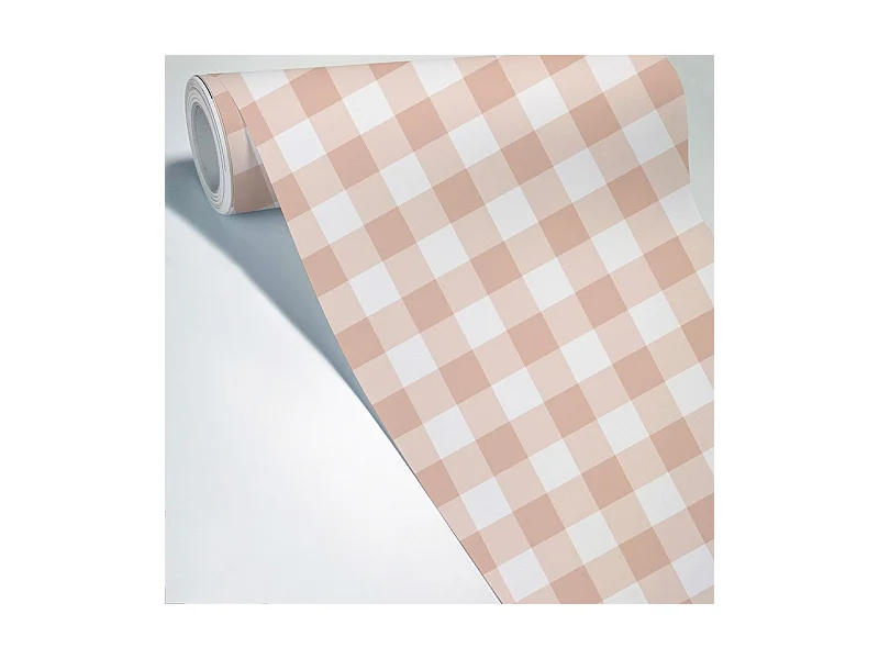 Papier peint raccordable - Vichy - Rose - intissé : 150g/m² - 4 lés : 192x270cm