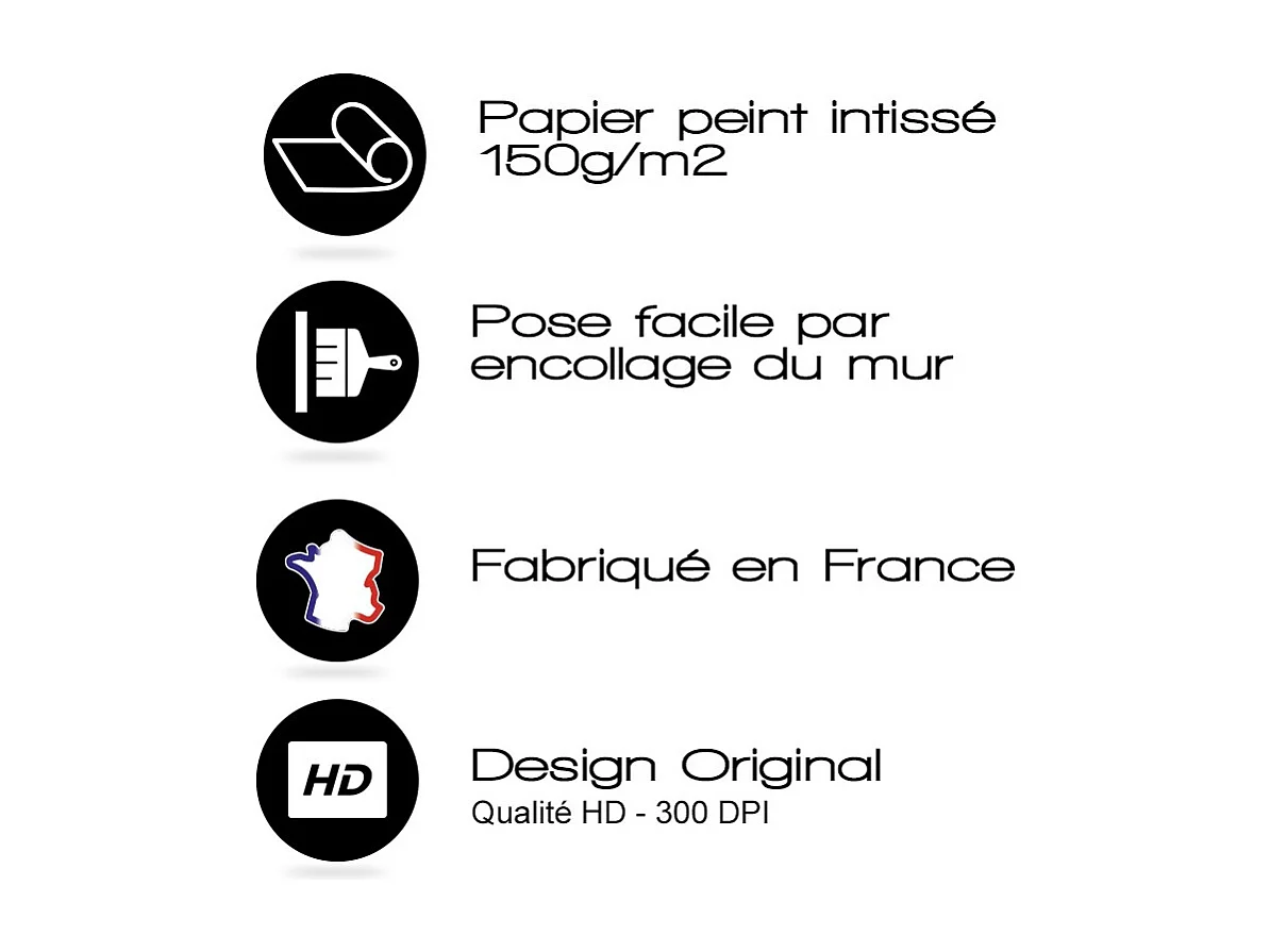 Papier peint raccordable - Brest - Multicolore - intissé : 150g/m² - 4 lés : 192x270cm