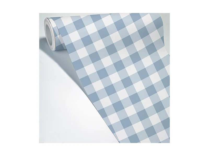 Papier peint raccordable - Vichy - Bleu - intissé : 150g/m² - 4 lés : 192x270cm