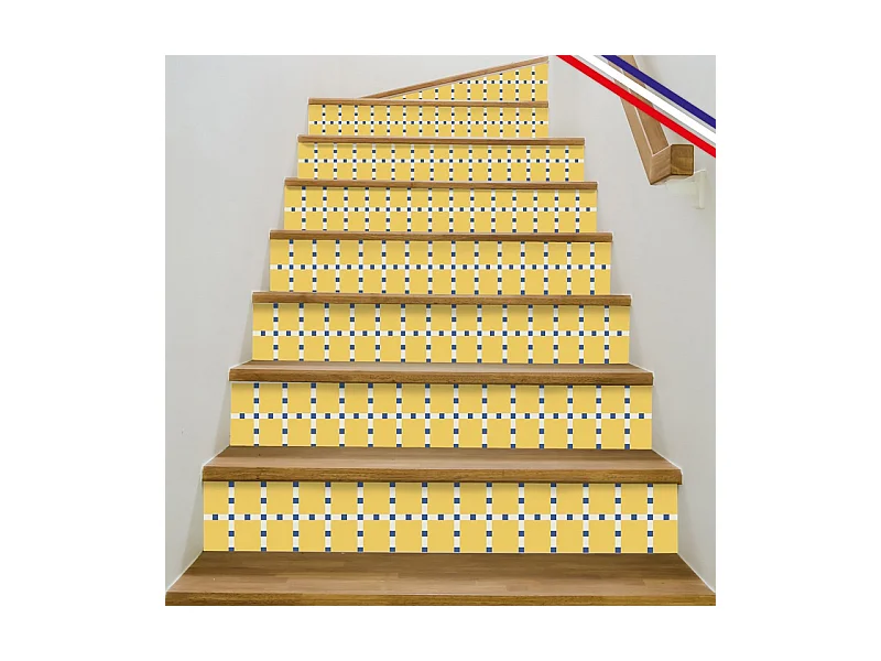 Contremarches adhésives PVC pour escalier - jaune - Lot de 5 (15x100 cm)