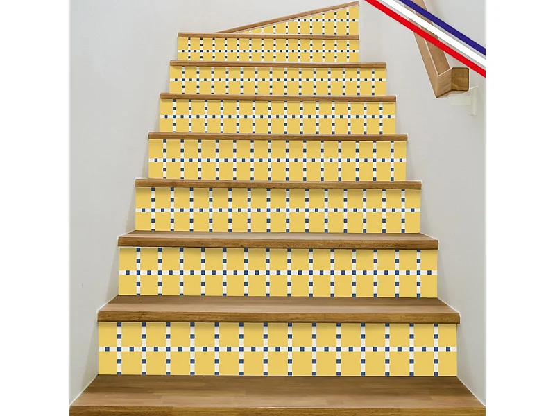 Contremarches adhésives PVC pour escalier - jaune - Lot de 5 (15x100 cm)