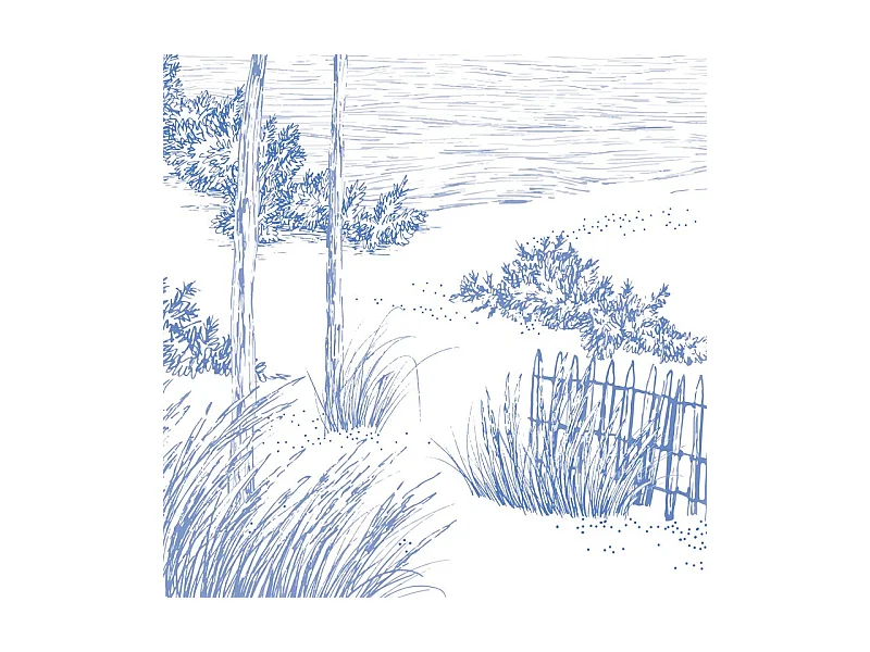 Papier peint panoramique - Les Landes - Bleu - intissé : 150g/m² - 7 lés : 336x270cm