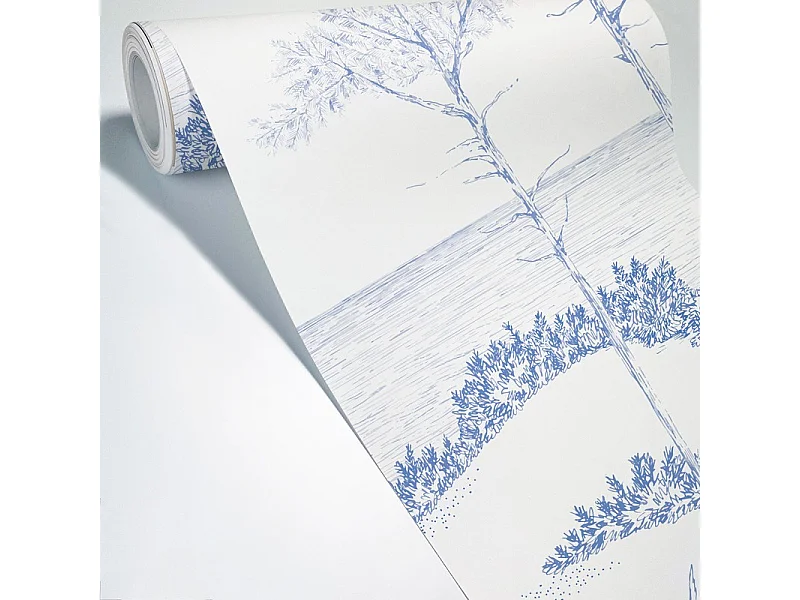 Papier peint panoramique - Les Landes - Bleu - intissé : 150g/m² - 7 lés : 336x270cm