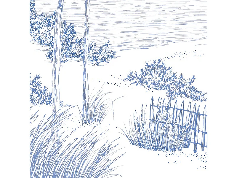 Papier peint panoramique - Les Landes - Bleu - intissé : 150g/m² - 7 lés : 336x270cm