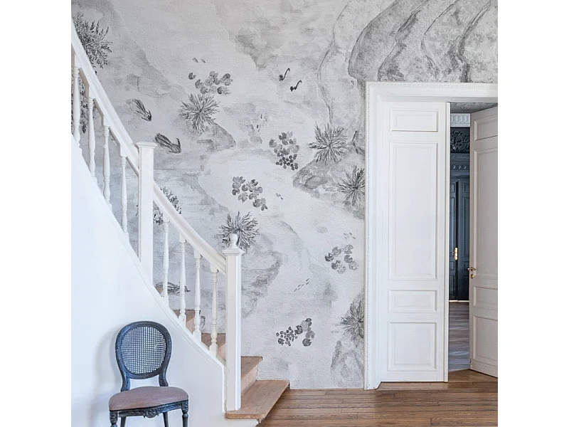 Papier peint panoramique - Rivière - Noir et Blanc - intissé : 150g/m² - 7 lés : 336x270cm