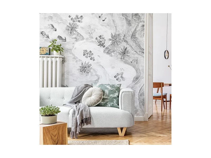 Papier peint panoramique - Rivière - Noir et Blanc - intissé : 150g/m² - 7 lés : 336x270cm