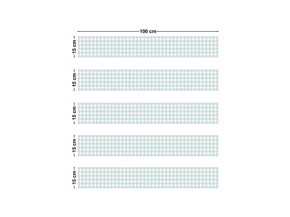 Contremarches adhésives PVC pour escalier - Vichy Bleu - Lot de 5 - 15x100 cm
