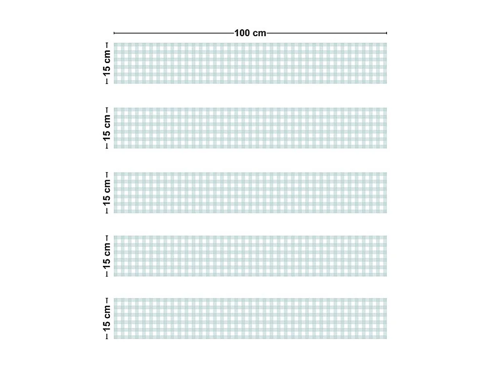 Contremarches adhésives PVC pour escalier - Vichy Bleu - Lot de 5 - 15x100 cm