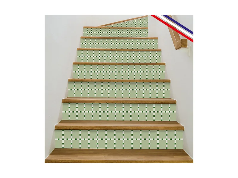 Contremarches adhésives PVC pour escalier - vert - Lot de 5 (18x100 cm)