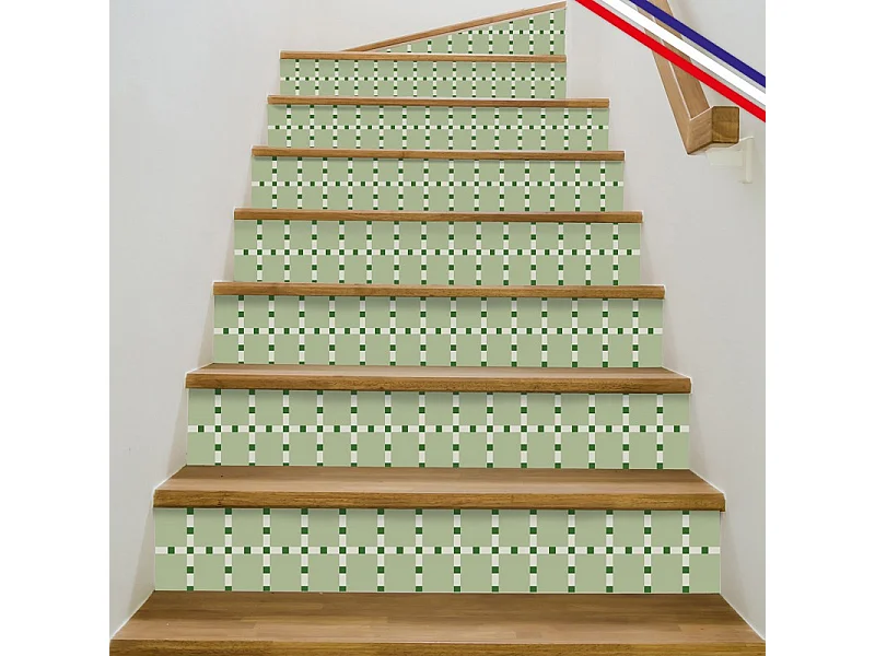 Contremarches adhésives PVC pour escalier - vert - Lot de 5 (18x100 cm)