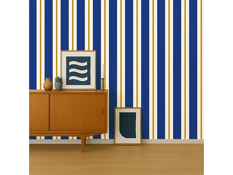 Papier peint raccordable - Bari - Bleu - intissé : 150g/m² - 4 lés : 192x270cm