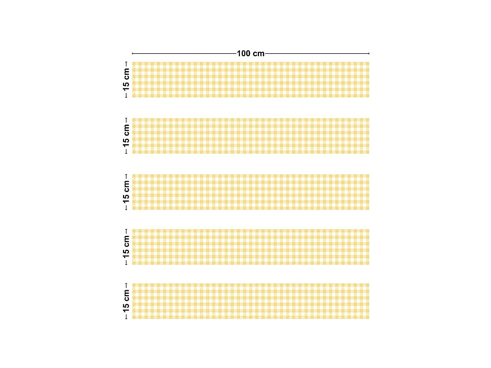 Contremarches adhésives PVC pour escalier - Vichy Jaune - Lot de 5 - 15x100 cm