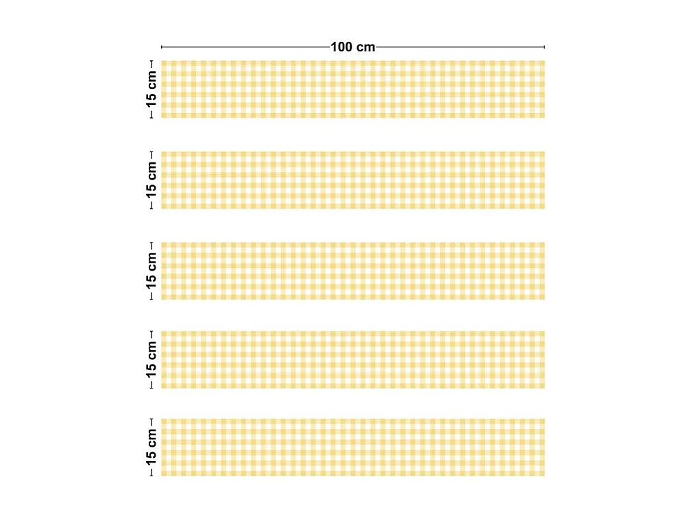 Contremarches adhésives PVC pour escalier - Vichy Jaune - Lot de 5 - 15x100 cm