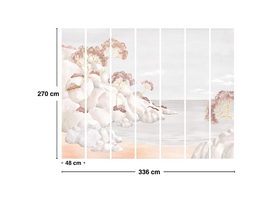 Papier peint panoramique - Calanques - Rouge - intissé : 150g/m² - 7 lés : 336x270cm