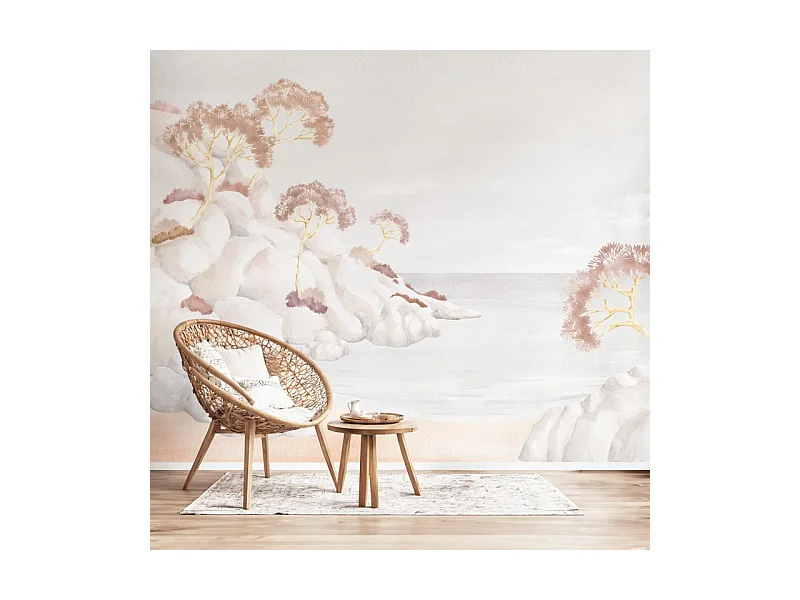 Papier peint panoramique - Calanques - Rouge - intissé : 150g/m² - 7 lés : 336x270cm