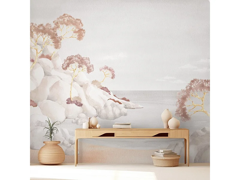 Papier peint panoramique - Calanques - Rouge - intissé : 150g/m² - 7 lés : 336x270cm