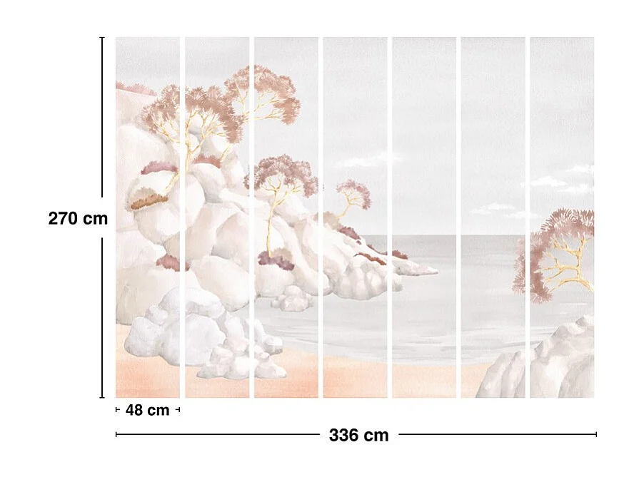 Papier peint panoramique - Calanques - Rouge - intissé : 150g/m² - 7 lés : 336x270cm