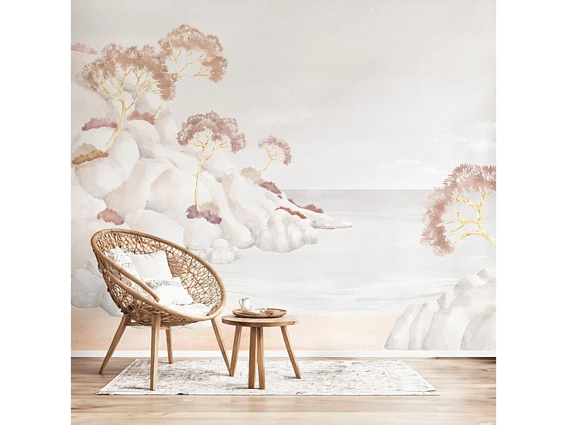 Papier peint panoramique - Calanques - Rouge - intissé : 150g/m² - 7 lés : 336x270cm